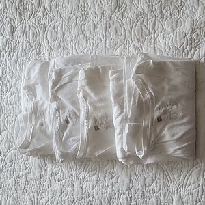 Hanes Men's ComfortSoft V Neck White Cotton T-Shirts- Bundle of 4- Size L